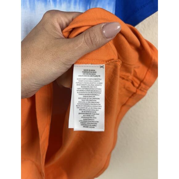 NWT Polo Ralph Lauren M Classic Fit Tie Dye Tee Blue White Orange Logo - Picture 5 of 9